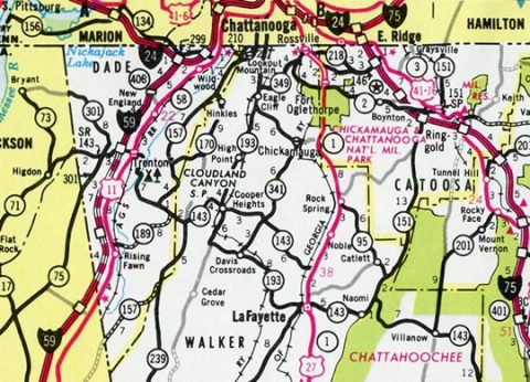 I-59 under construction south of Trenton, GA in 1970