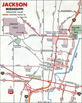 1967 map of Jackson, MS