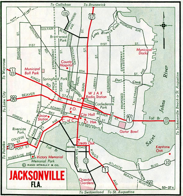Jacksonville, FL - 1955 map
