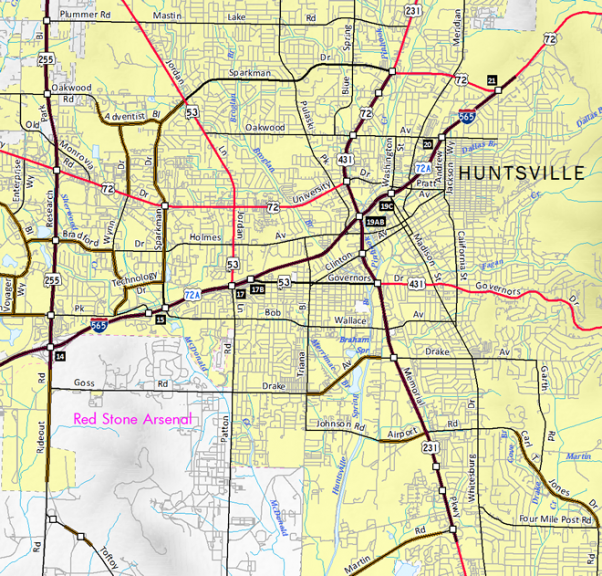 Memorial Pkwy - Huntsville, AL Map