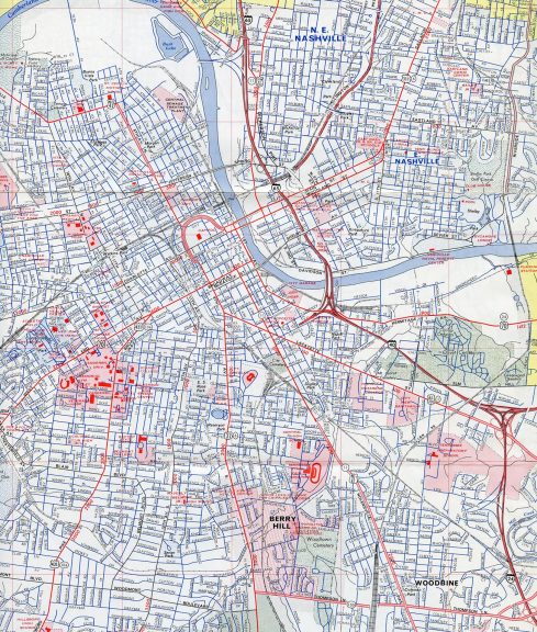 1969 map of Nashville, TN
