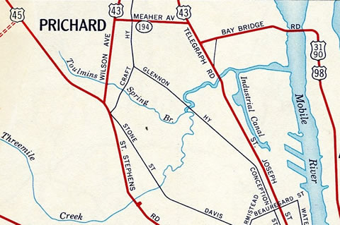 Prichard, AL - 1961 Map