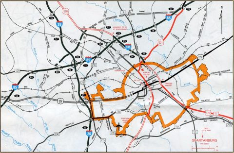Spartanburg, SC - 1991 Map
