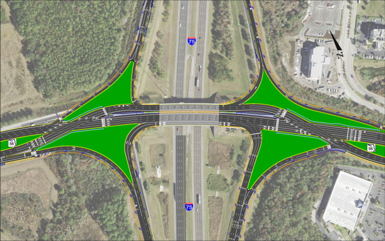 Layout for the DDI joining I-75 and SR 56