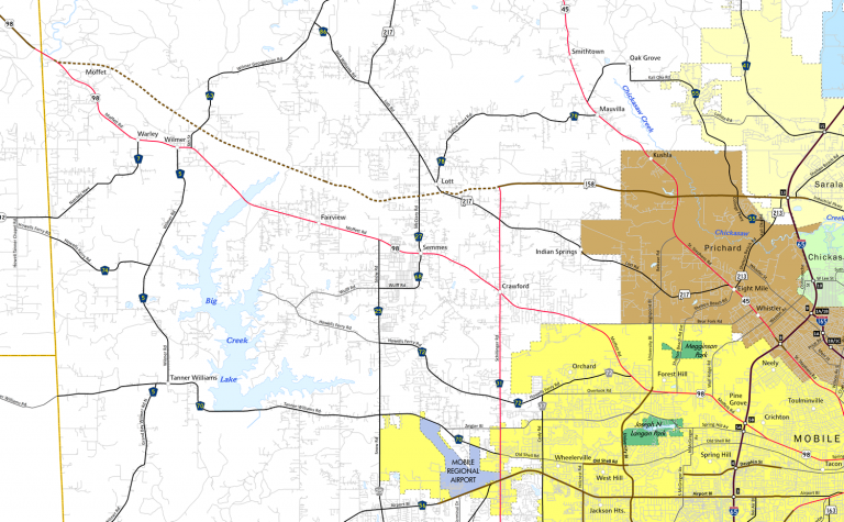 U.S. 98 Mobile County, AL Map