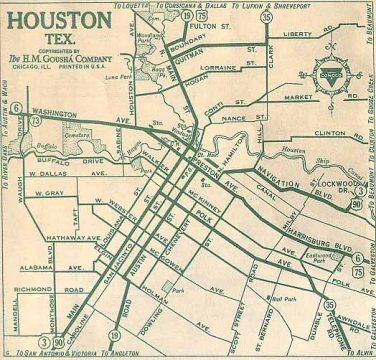 1938 map of Houston, TX
