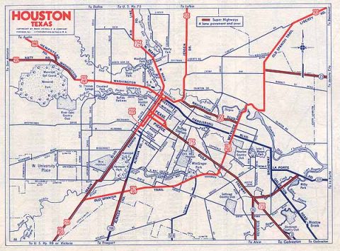 1955 map of Houston, TX