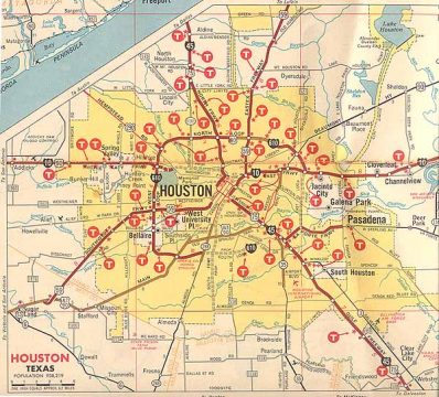 1967 map of Houston, TX