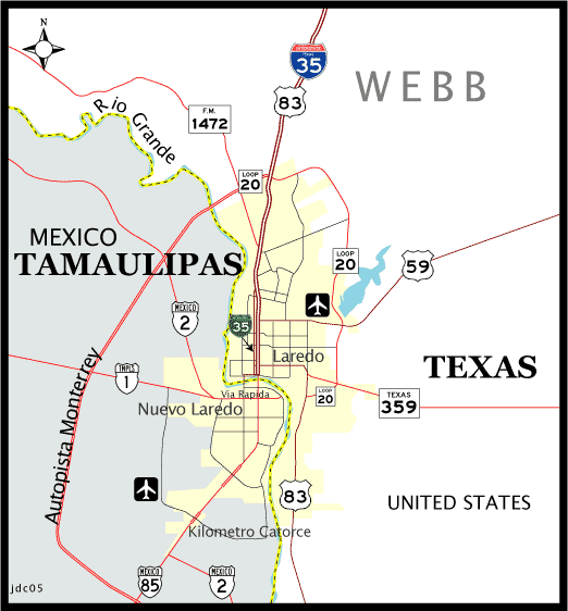 Laredo, Texas road map