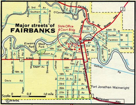 Fairbanks - 1964 Alaska Official Highway Map