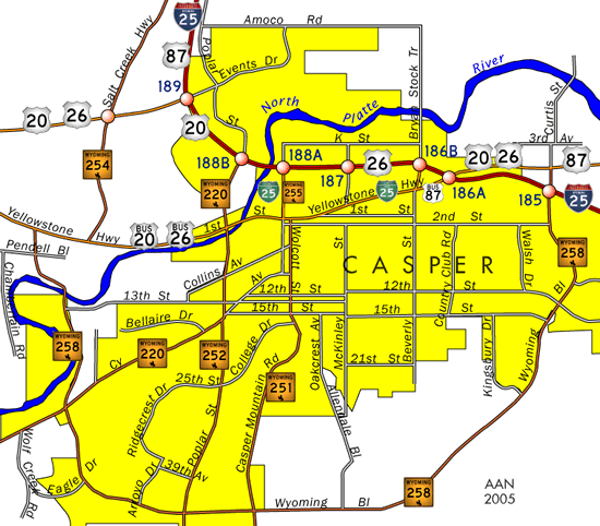 Map of Casper, WY