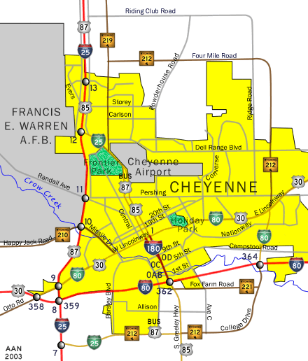 Map of Cheyenne, WY