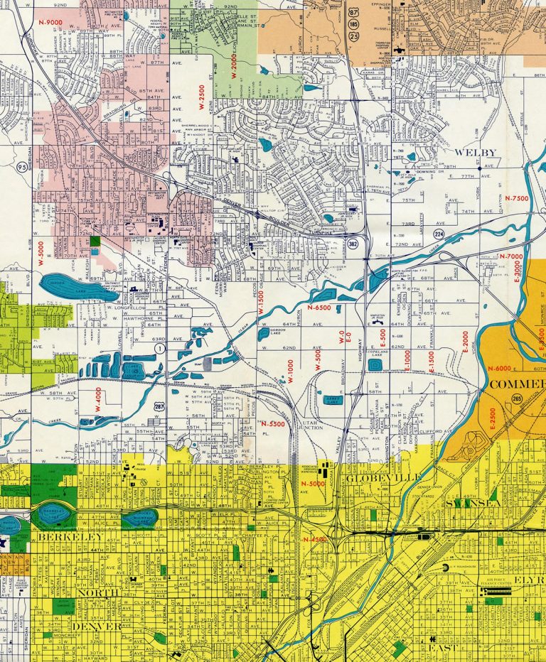 Denver, Colorado - 1960s Map