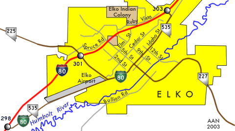 Elko, NV road map