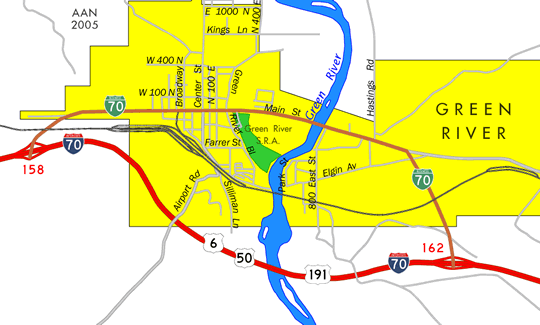Green River, Utah Map