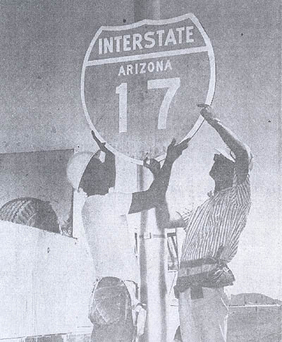 1965 Interstate 17 sign installation