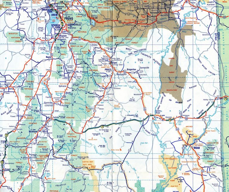 I-70 in Utah - 1972 map