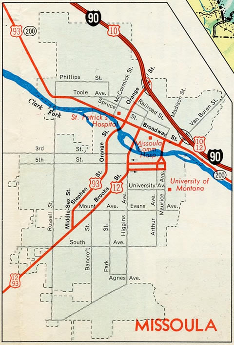 Missoula, MT - 1968 map
