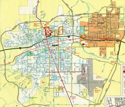 1968 map of Reno, Nevada