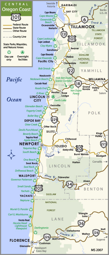 Oregon Central Coast Map