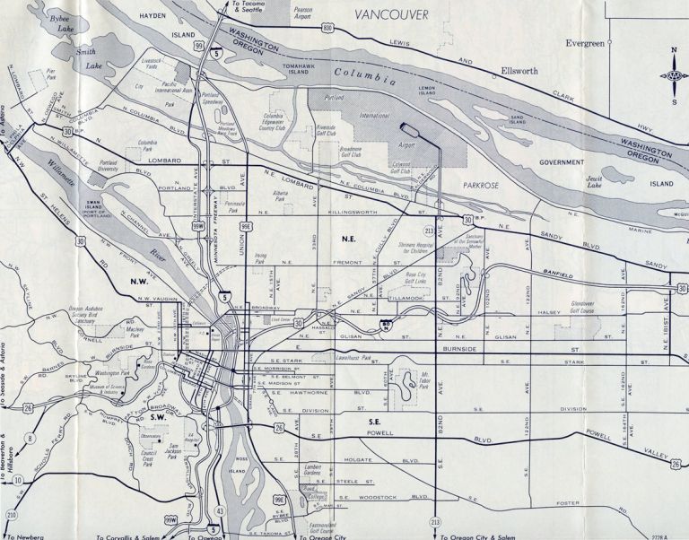 1967 map of Portland, Oregon