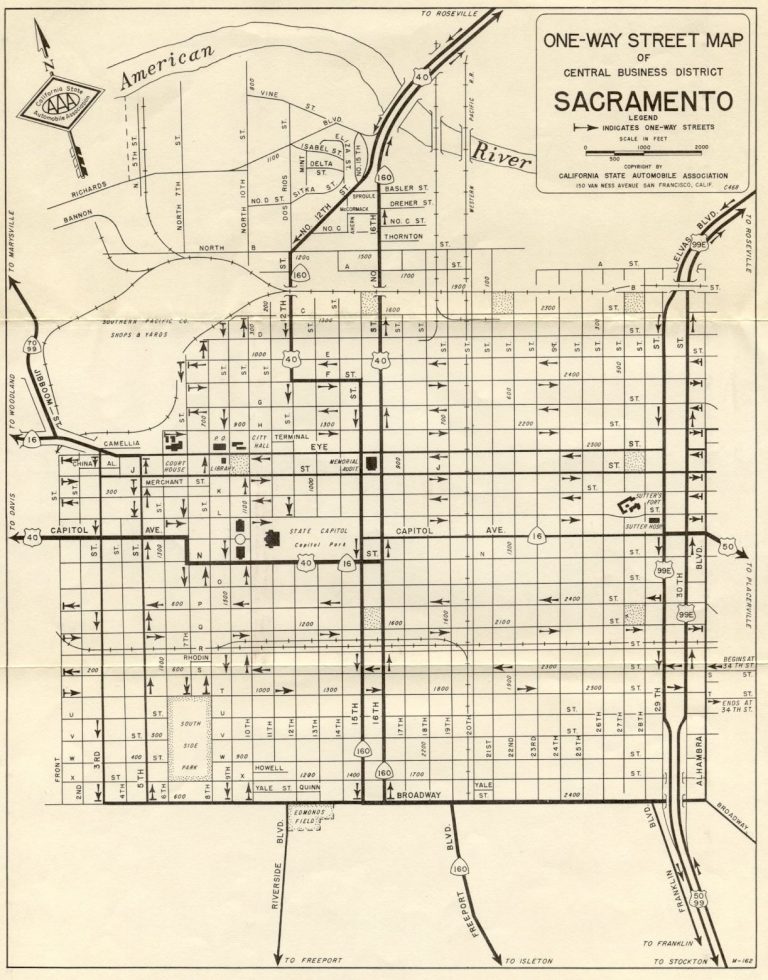 1968 map of Sacramento, CA