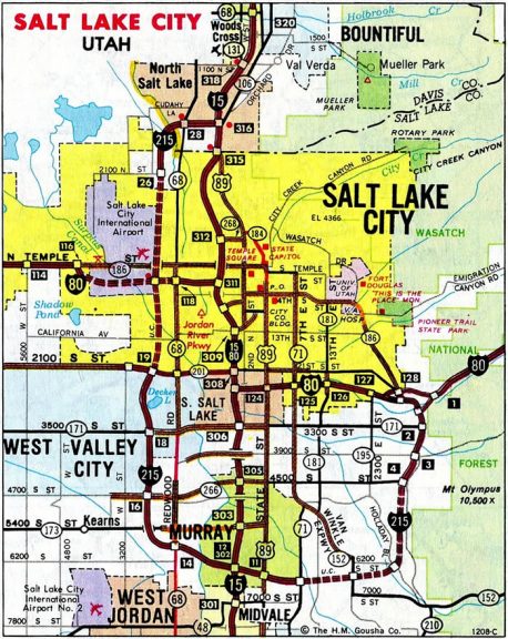 1986 map of Salt Lake City, Utah