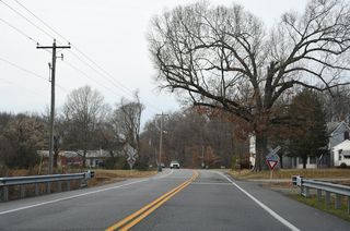 MD 19 west at the at-grade crossing with the MDOT Railroad line at Roberts.