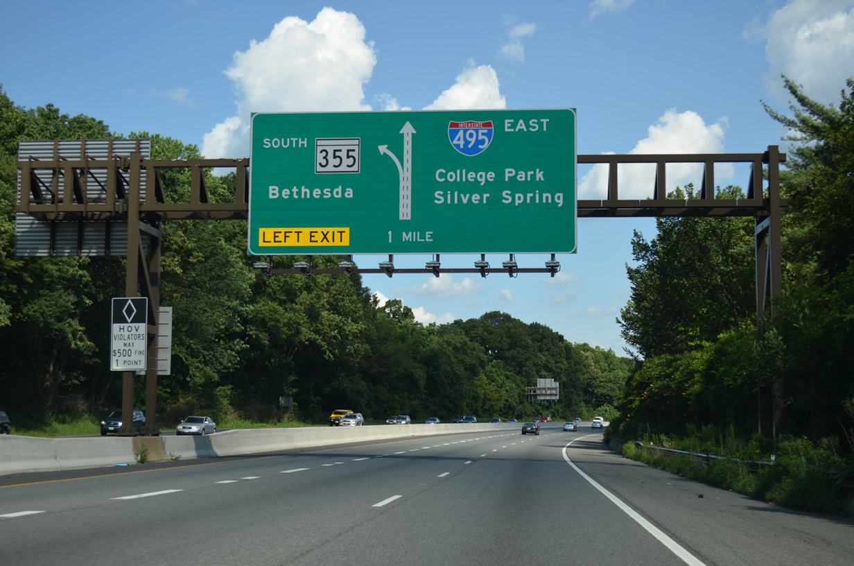 Interstate 270 South roads Maryland