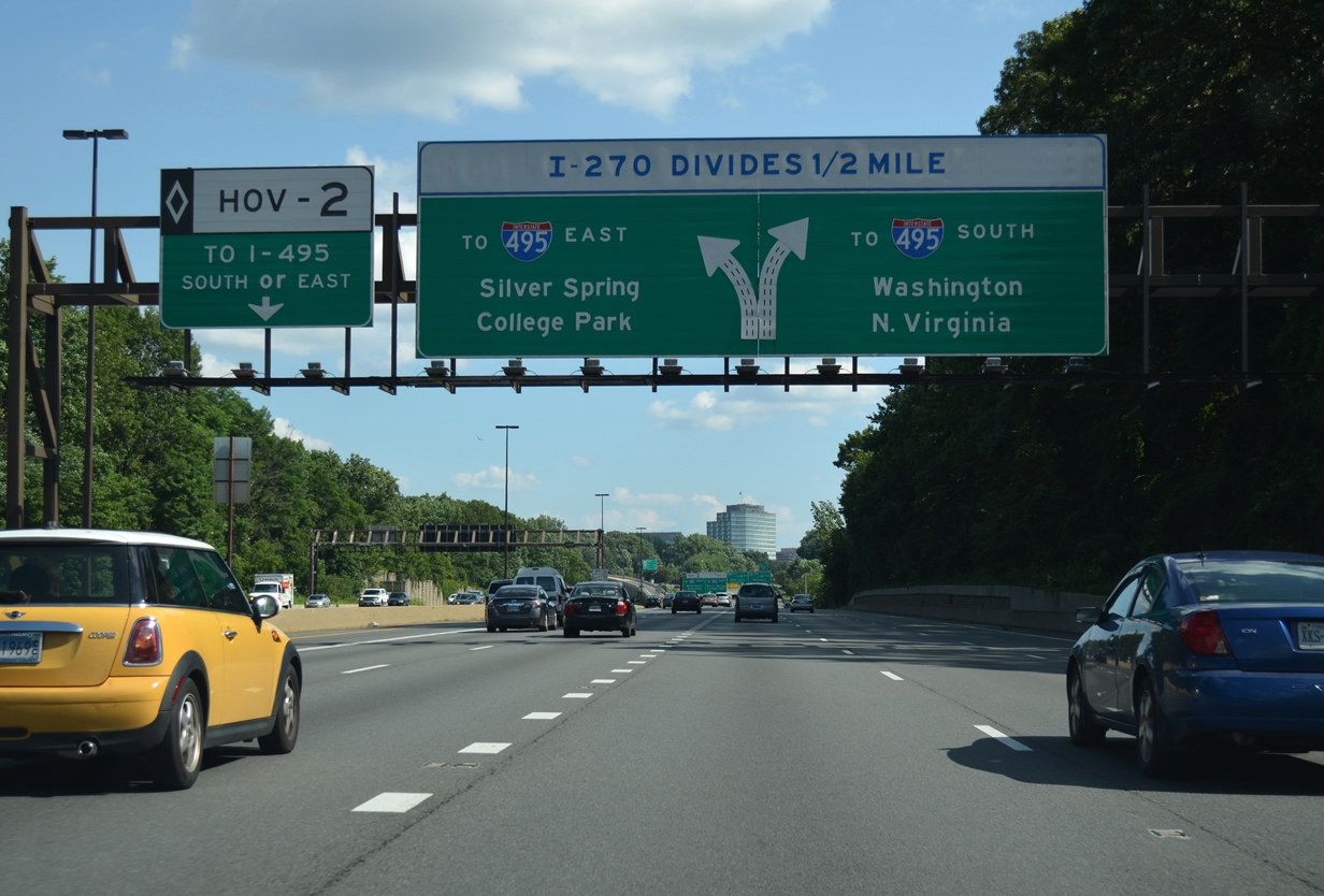 Interstate 270 South roads Maryland