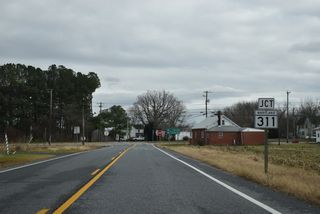 Forthcoming MD 311 follows Main Street north from MD 313 (Old Town Road) through the town of Goldsboro.