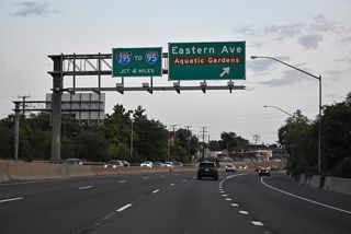 Eastern Avenue stems southeast from MD 201 along the D.C. border to MD 704 (Martin Luther King, Jr. Highway) at Seat Pleasant. Douglas Street leads west from the Kenilworth Avenue frontage road to Kenilworth Aquatic Gardens.