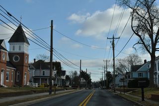 Sunset Avenue east at Academy Street in Greensboro.