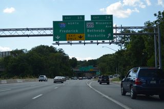 Exit 34 departs westbound I-495 just ahead of the wye interchange (Exit 35) with Interstate 270. MD 355 serves the Strathmore Music Center and Bethesda North Conference Center among other area points of interest. The state route replaced all of U.S. 240 between Washington and Frederick. I-270 supplanted U.S. 240, which was decommissioned in 1972.1