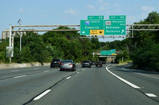 Exit 34 departs westbound I-495 just ahead of the wye interchange (Exit 35) with Interstate 270. MD 355 follows the historic route of U.S. 240 between Washington and Frederick. I-270 supplanted U.S. 240, which was decommissioned in 1972 (Anderson, n.d.).