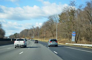 Interstate 495 & Capital Beltway Outer Loop shield assembly posted after Exit 28. The Capital Beltway trailblazers are generally being phased out.