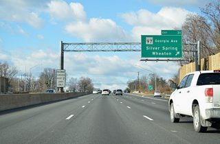 All traffic interests to MD 97 (Georgia Avenue) depart Interstate 495 westbound in unison at Exit 31. MD 97 splits with MD 390 (16th Street) en route to downtown Silver Spring to the south. MD 192 (Forest Glen Road) ties into Georgia Avenue on the north side of Exit 31 from Kensington.