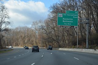 MD 187 (Old Georgetown Road) loops west of MD 355 (Wisconsin Avenue) through Bethesda to MD 355 (Rockville Pike) at Montrose and Garrett Park. Exchanges connect the surface arterial with both I-495 (Exit 36) and I-270 (Exit 1).