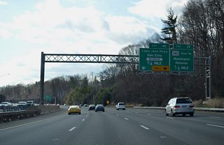 One half mile north of the collector distributor roadway (Exit 39) to MD 190 (River Road) on Interstate 495 south. MD 190 west continues to Campbell Corner and Potomac. The state route travels 15.88 miles overall from Washington west to MD 112 (Seneca Road) at Seneca.