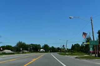 Downtown Escanaba is located 23 miles ahead via U.S. 2/41 and Lundington Street.
