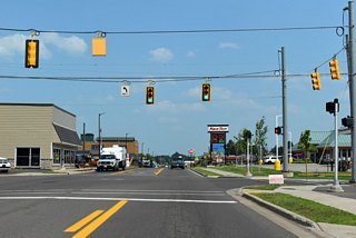 The lone signalized intersection within Bessemer occurs at Moore Street.