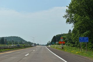 A rest area is located along U.S. 51 just south of the upcoming roundabout with U.S. 2.