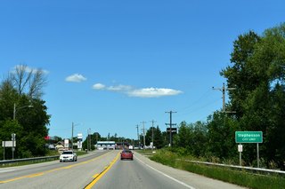 U.S. 41 north enters the city of Stephenson north of CR G12 (Shakey Lakes Road).