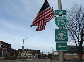 Ashmun Street carries Business Spur I-75 south from Downtown Sault Ste. Marie to M-129 at Three Mile Road. The north-south road was the original alignment of U.S. 2 from Waters Street south.