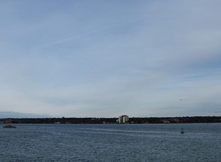 Unobstructed views of the Saint Marys River and Sault Ste. Marie, Ontario from a road side park just north of Business Spur I-75 (Riverside Drive).
