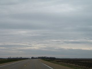 MN 28 east shifts slightly southward ahead of Barry Lake.