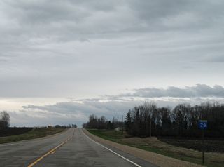MN 28 elevates to cross the parallel BNSF Railroad line beyond CR 7 south.