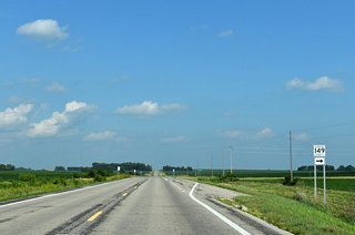 CR 149 branches south 3.6 miles along a gravel road to CR 3 in western Olmsted County.