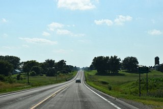 Highway 30 crosses into Dodge County 0.50 miles west of CR 149.