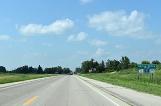 U.S. 63 north enters the city of Spring Valley ahead of CR 12.
